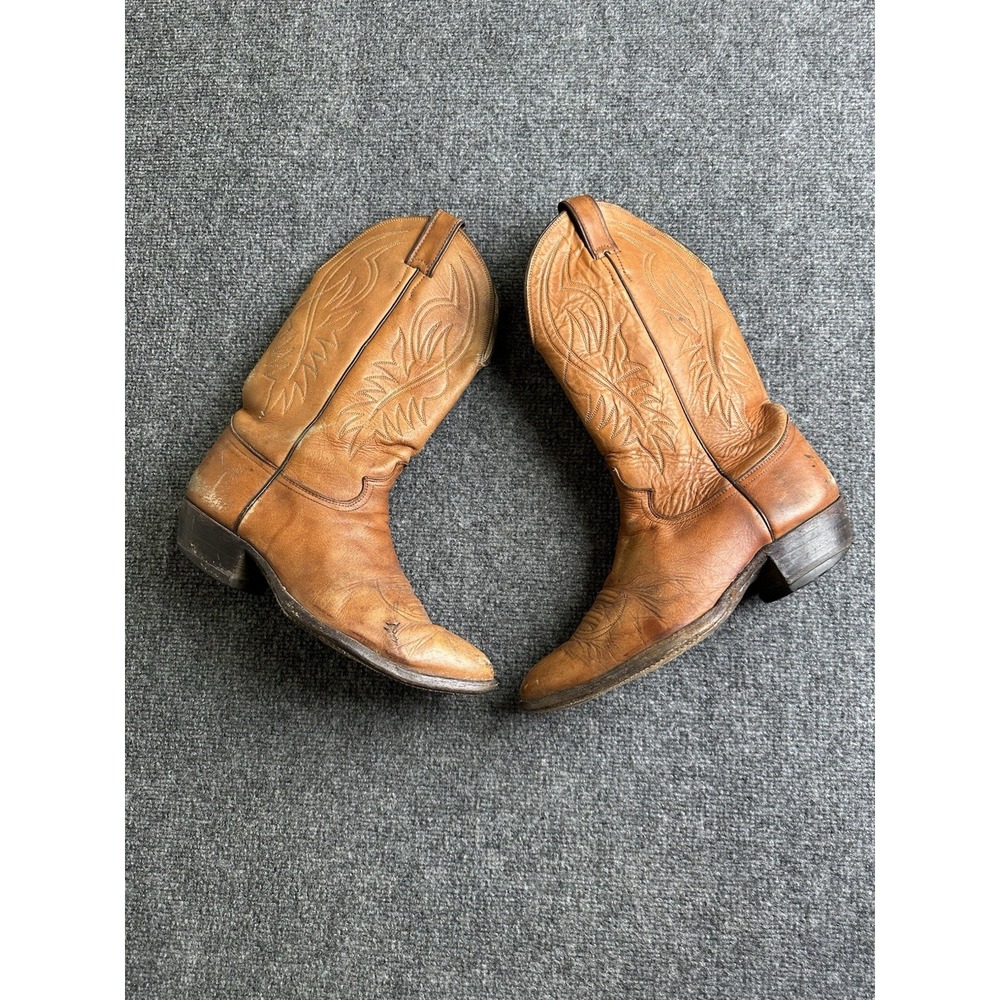 Men's Justin Style 1632 Brown Leather Western Cowboy Boots, Size US 9.5 EE